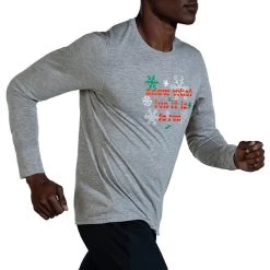 Brooks Men's Run Merry Distance Longsleeve - Heather Ash/Run Merry (211404047) -Sports Products Sale Store 211404 047 MV Run Merry Distance Graphic LS
