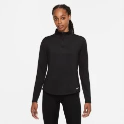 Nike Women's Therma-Fit One Long-Sleeve 1/2 Zip Top (Plus Sizes) - Black (DN2239-010)