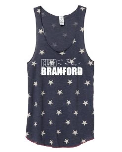 Women's Branford Racerback Stars And Stripes Tank - Navy Blue (RUNBRANFORD-AA1927P-S)
